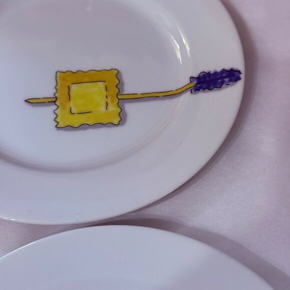 Nancy Green for Crate & Barrel Tidbits Appetizer Plates set of 6 6.5 inch snacks - Picture 5 of 9